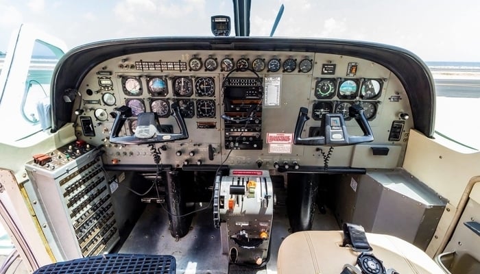 Getting around Belize: Belize puddle-jumper cockpit / Maya Island Air Belize Facebook page Getting around Belize: Belize puddle-jumper cockpit