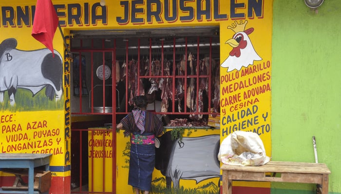 Meat in Guatemala: A butcher's shop in Santo Domingo Xenacoj, Sacatepéquez / eileeninca (Flickr) / Commercial use allowed Meat in Guatemala: A butcher's shop in Santo Domingo Xenacoj, Sacatepéquez