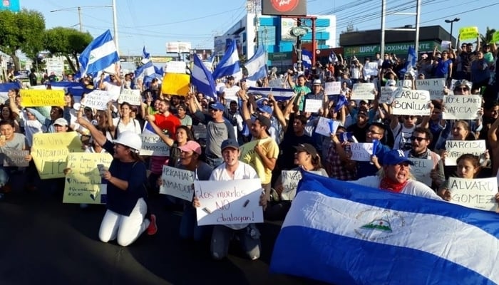 Nicaragua protests April 2018: People holding up the names of the dead