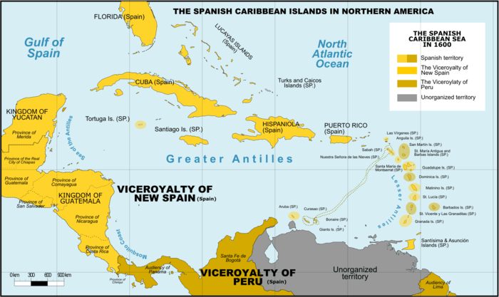 Is Panama part of Central America / The Spanish Caribbean in 1600 (Viceroyalty of New Spain next to Viceroyalty of Peru / Giggette (Wikipedia)